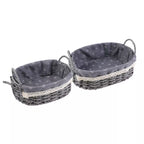 2Pcs Wicker Basket - Oval Self-supporting Storage Basket with Handles