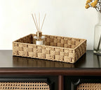 Set of 2 Woven Storage Baskets, Rectangular Organizer Trays for Bathroom, Vanity, Desk & Shelf-cc-091801