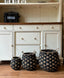 Black & Natural Woven Storage Basket Set with Handles – Decorative Floor Organizer for Living Room, Bedroom & Home-091618-cc