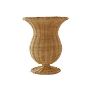 Natural Rattan Woven Vase for Dried Flowers, Decorative Wicker Flower Vase with Pedestal Base, Boho Farmhouse Home Decor-cc-091809