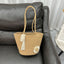 Summer Woven Tote Bag with Sunflower Decor & Lace Bow, Handmade Woven Shoulder Handbag for Beach Vacation Daily Shopping -ZENG-091603
