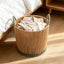 Round Woven Laundry Basket with Dark Green Handles & Trim, Handmade Rope Storage Basket for Clothes, Blankets & Bedroom Organizing -ZENG-091813