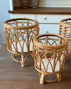 Woven Rattan Plant Stand – Decorative Indoor Planter Basket with Raised Base for Living Room & Home Decor-091622-cc
