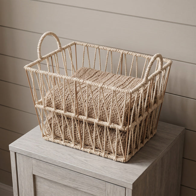 Woven Rope Storage Basket with Handles | Towels, Books & Home Storage-cc-092011 Main Image