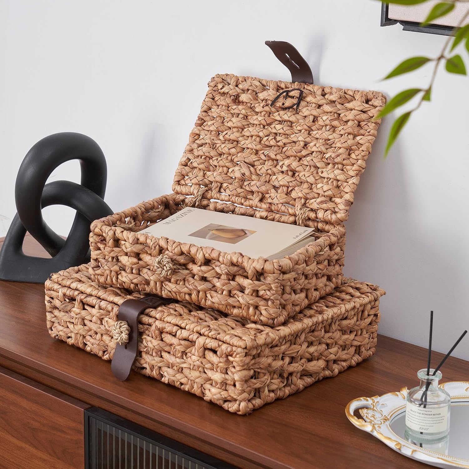 Large Water Hyacinth Decorative Box with Lid