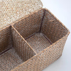 Whitewashed Seagrass Toilet Tank Basket with Lid