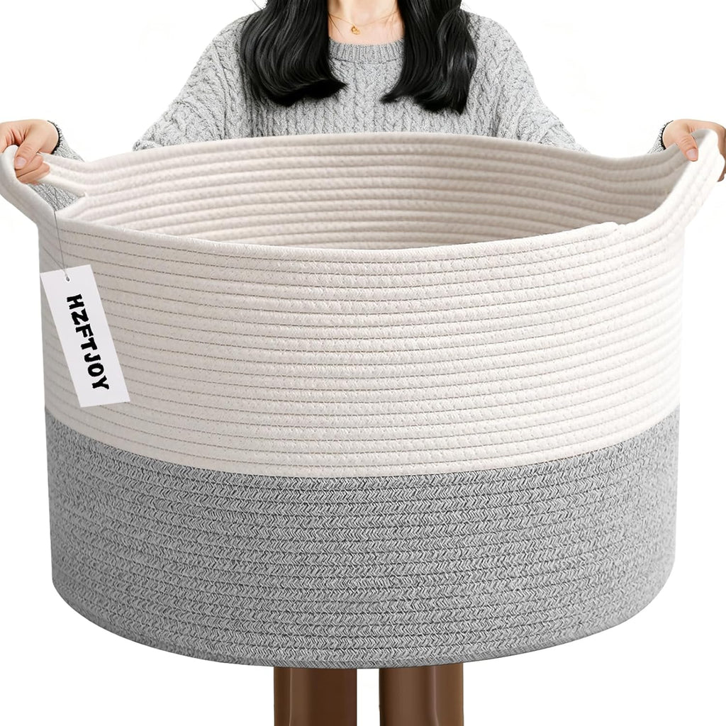Cesta de manta tejida grande