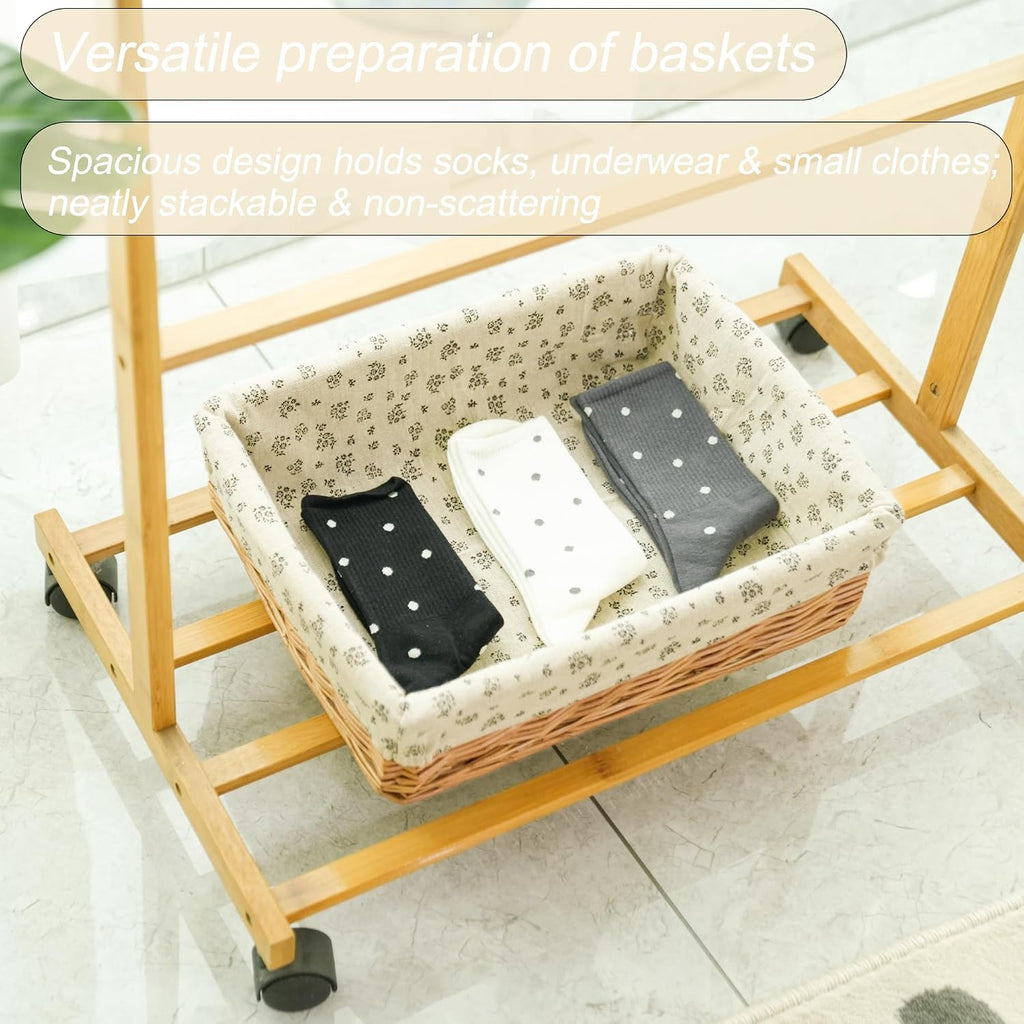 Lined Rectangular Wicker Storage Basket