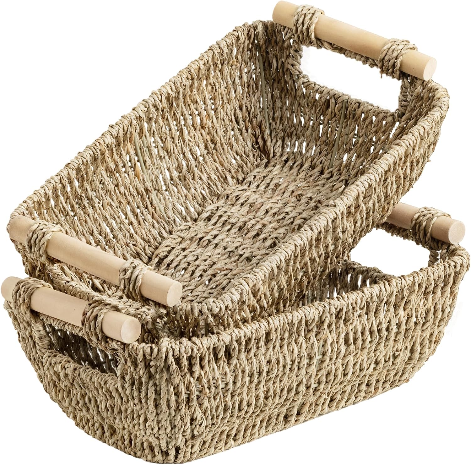 Large Water Hyacinth Storage Baskets - Set of 2