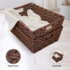 Large Waterproof Wicker Storage Baskets - Set of 2