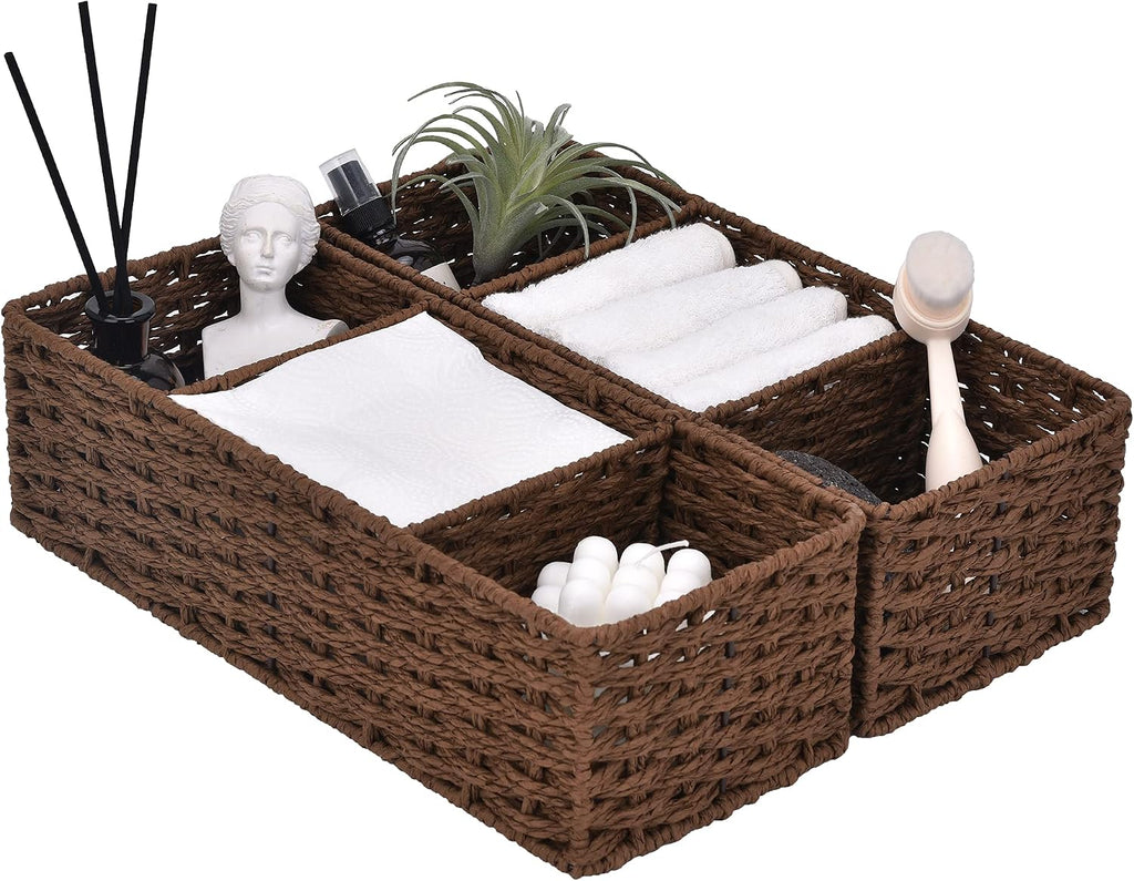 Water Hyacinth Toilet Tank Baskets - Set of 2
