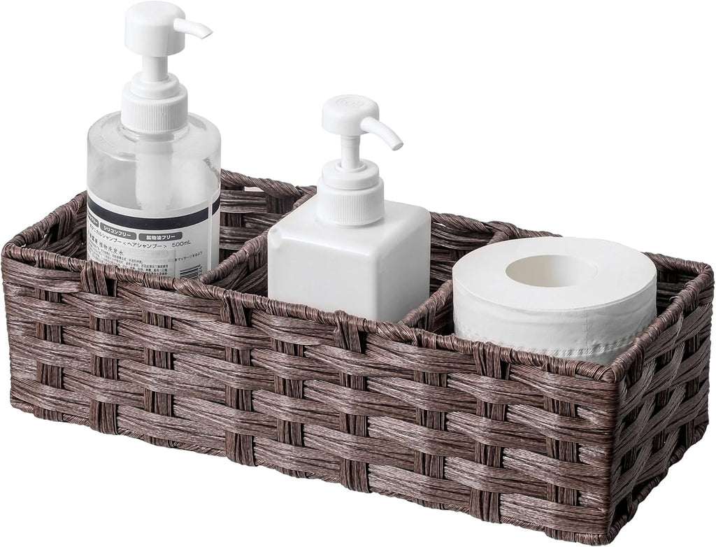 Divided Wicker Toilet Tank Basket
