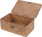 Small Seagrass Shelf Basket with Lid