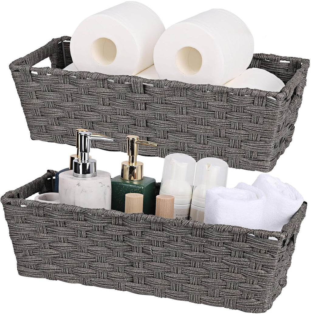 Large Waterproof Wicker Storage Baskets - Set of 2