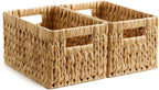 Natural Water Hyacinth Shelf Baskets - Set of 2