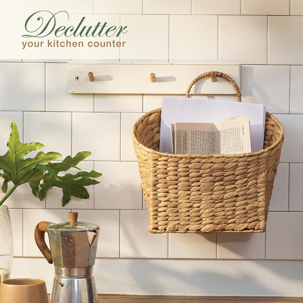 Set of 2 Wicker Hanging Baskets for Organizing