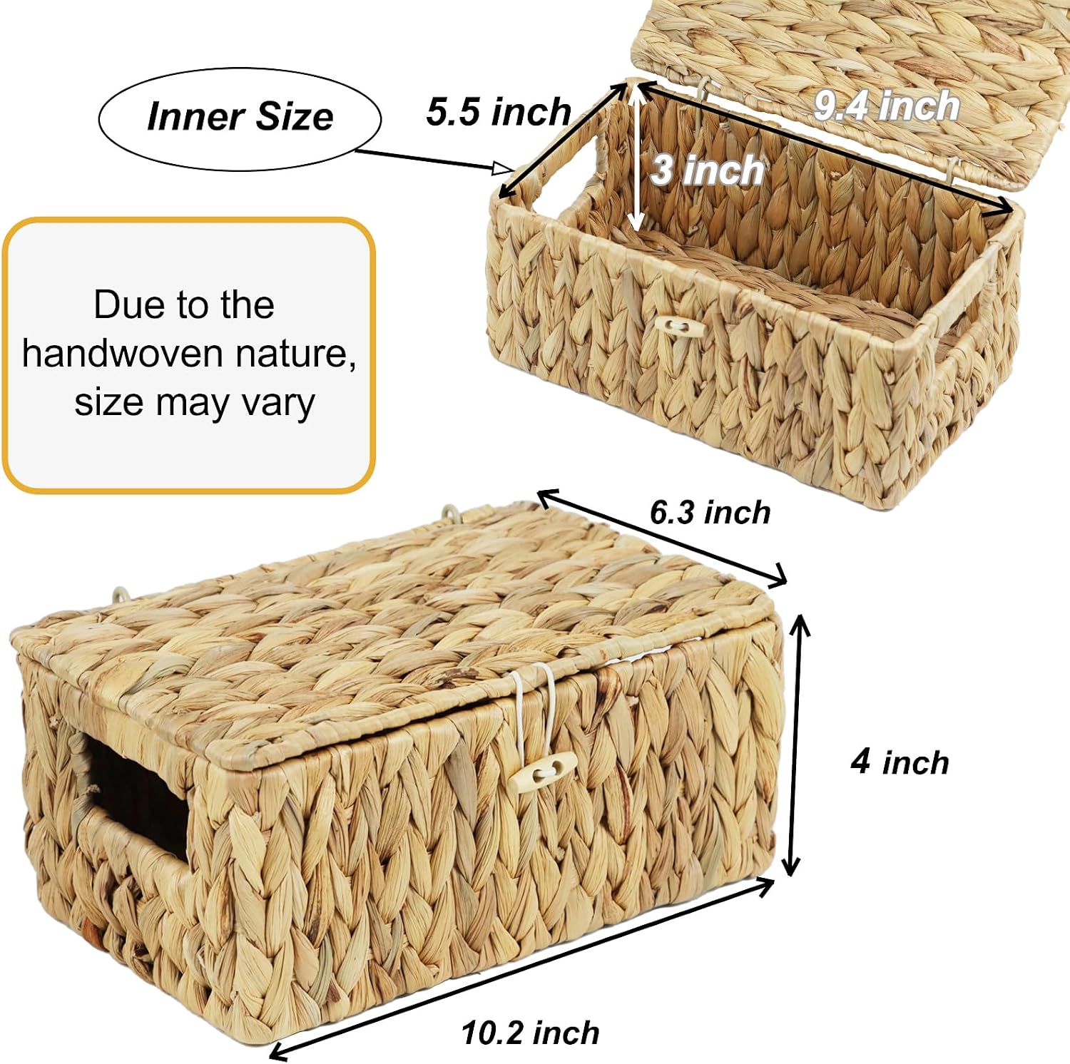 Small Water Hyacinth Basket with Lid