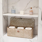 Whitewashed Seagrass Toilet Tank Basket with Lid