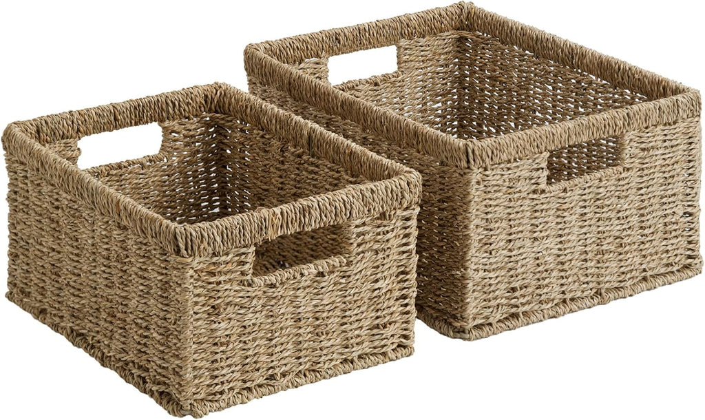 Natural Water Hyacinth Shelf Baskets - Set of 2