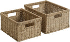 Natural Water Hyacinth Shelf Baskets - Set of 2