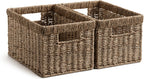 Natural Water Hyacinth Shelf Baskets - Set of 2