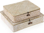 Flat Seagrass Storage Bins with Lids - Set of 2
