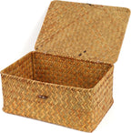 Small Seagrass Shelf Basket with Lid