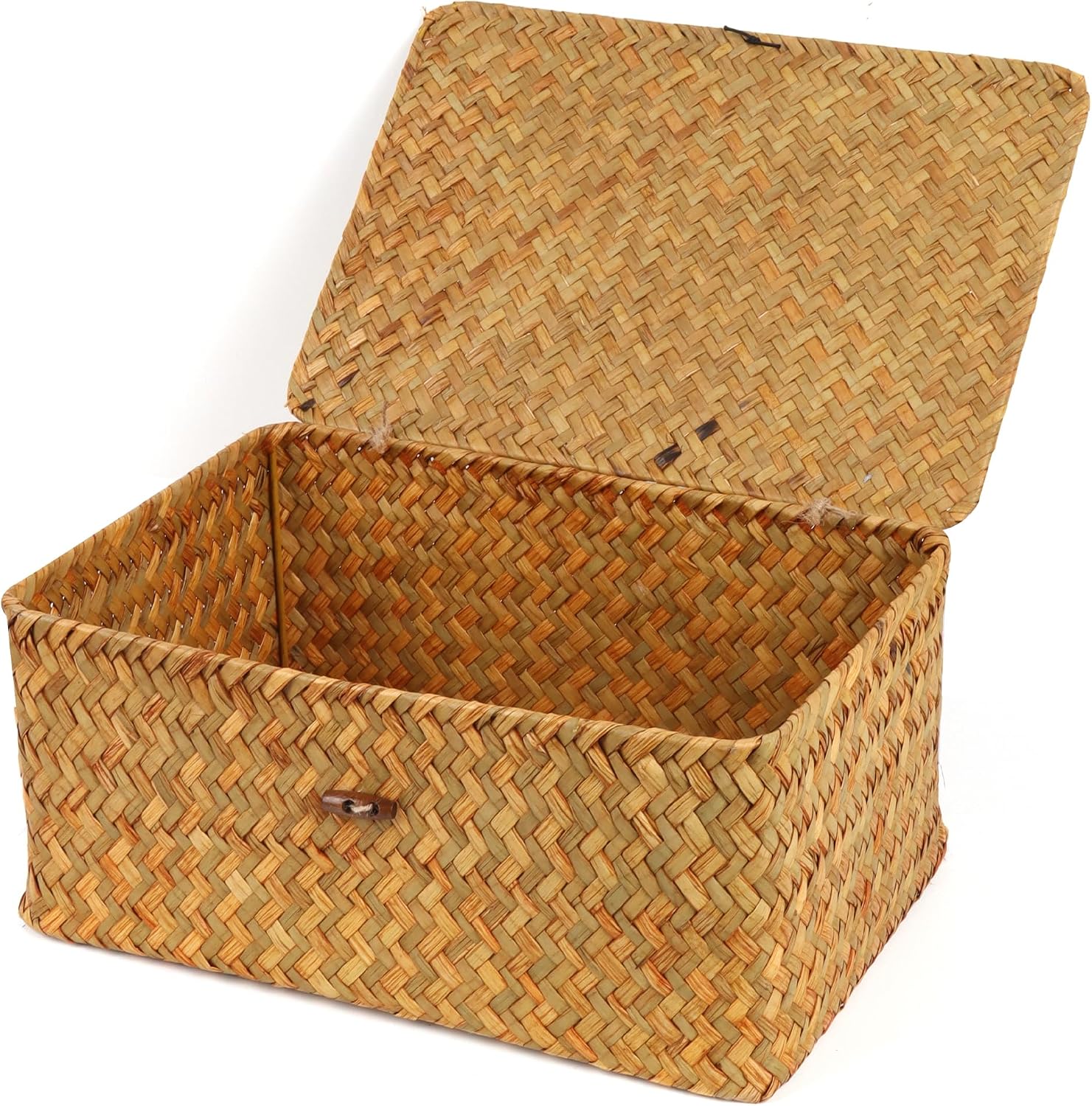 Small Seagrass Shelf Basket with Lid