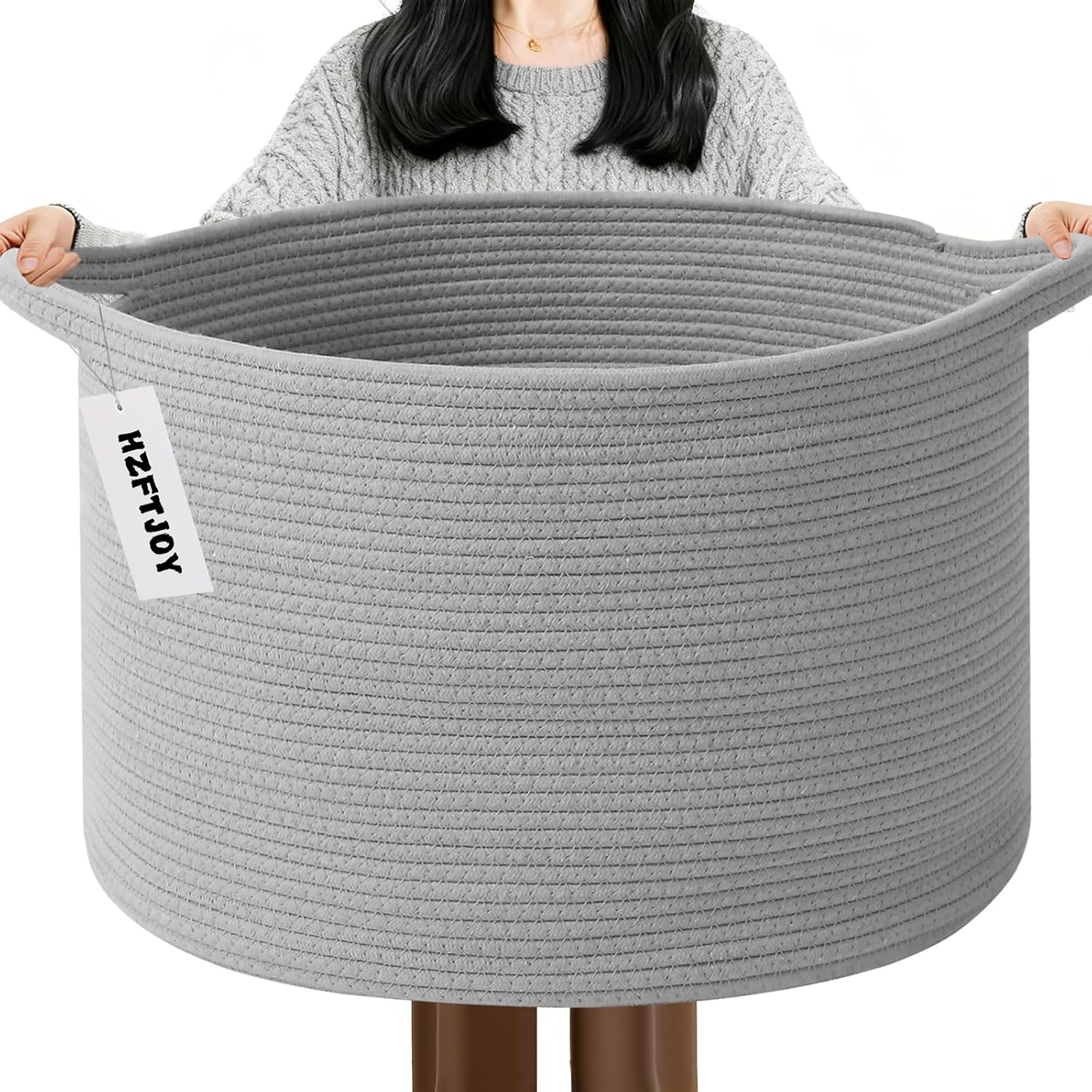 Cesta de manta tejida grande