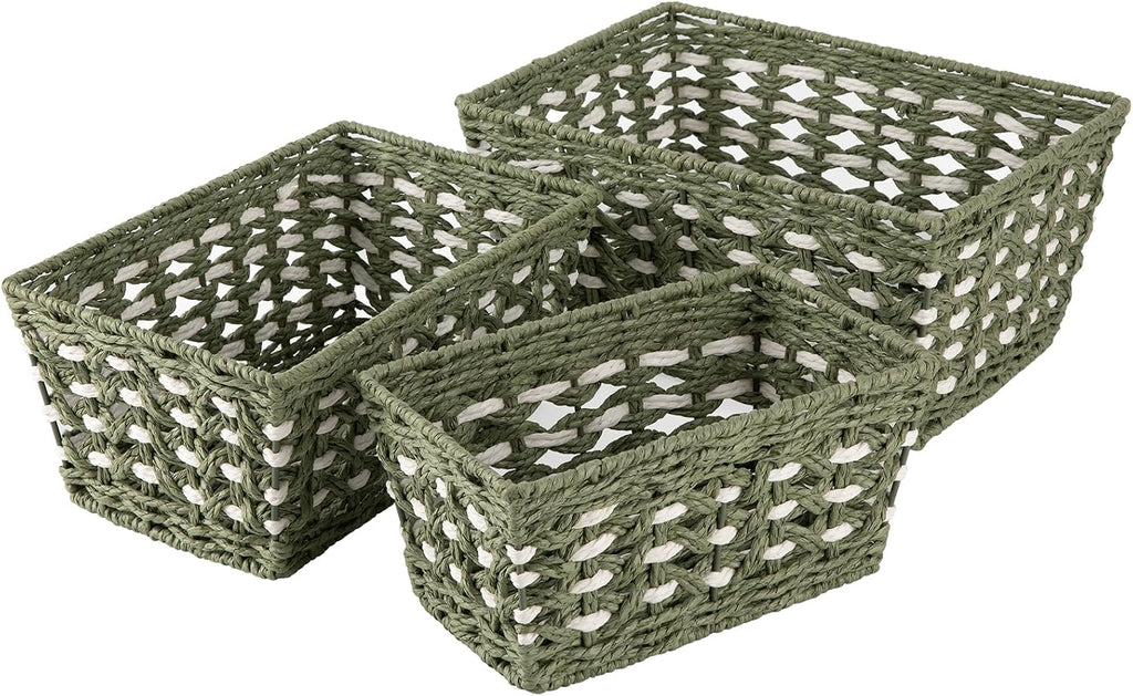 Handwoven Paper Rope Shelf Baskets