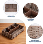 4-Compartment Woven Storage Basket with Dividers
