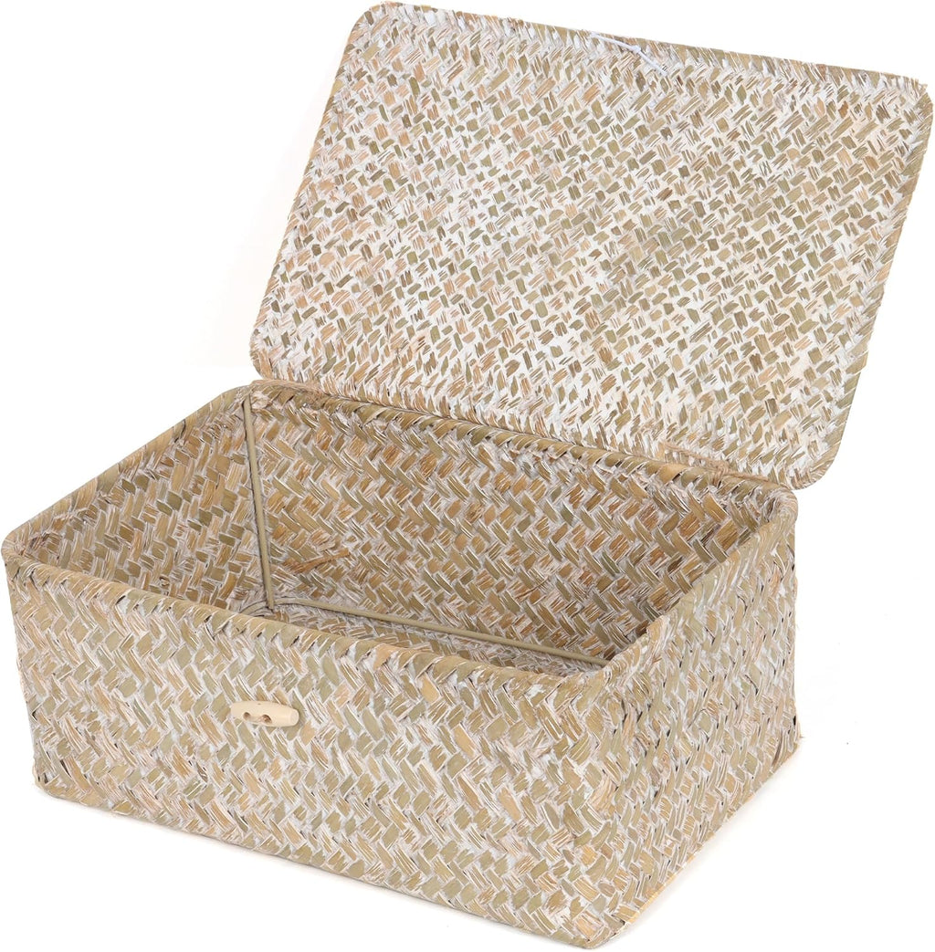 Small Seagrass Shelf Basket with Lid