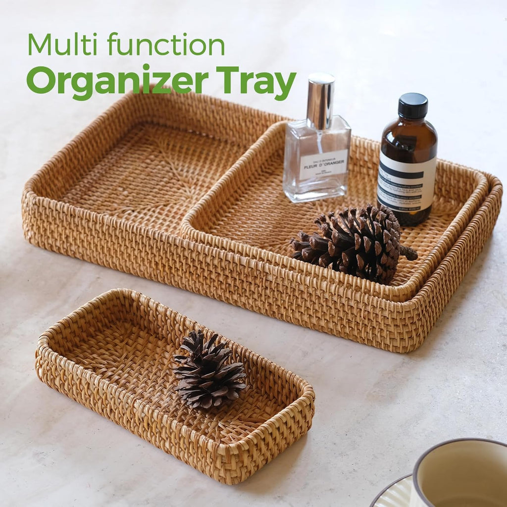 Rattan Serving Trays - Set of 3