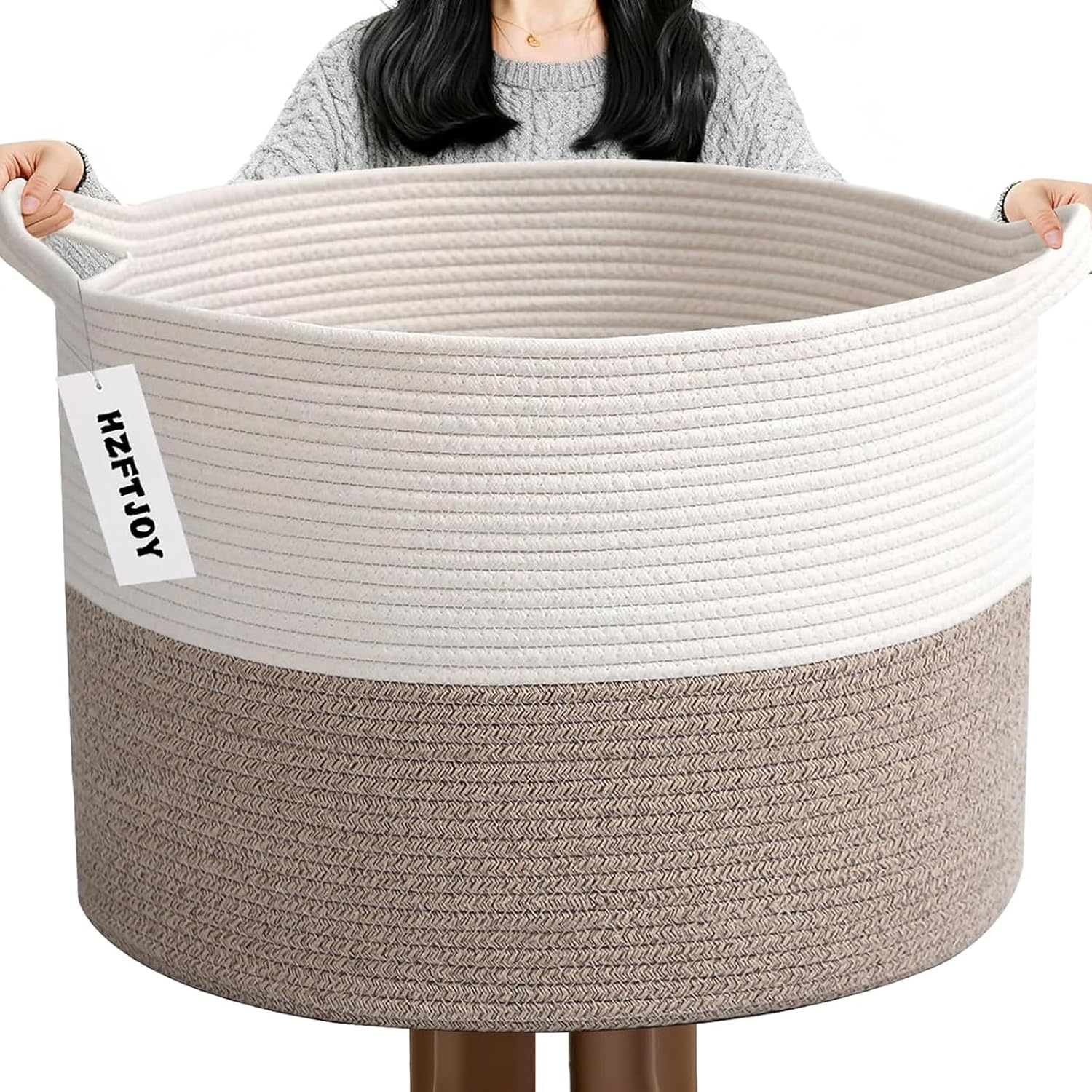 Cesta de manta tejida grande