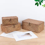 Small Seagrass Shelf Basket with Lid