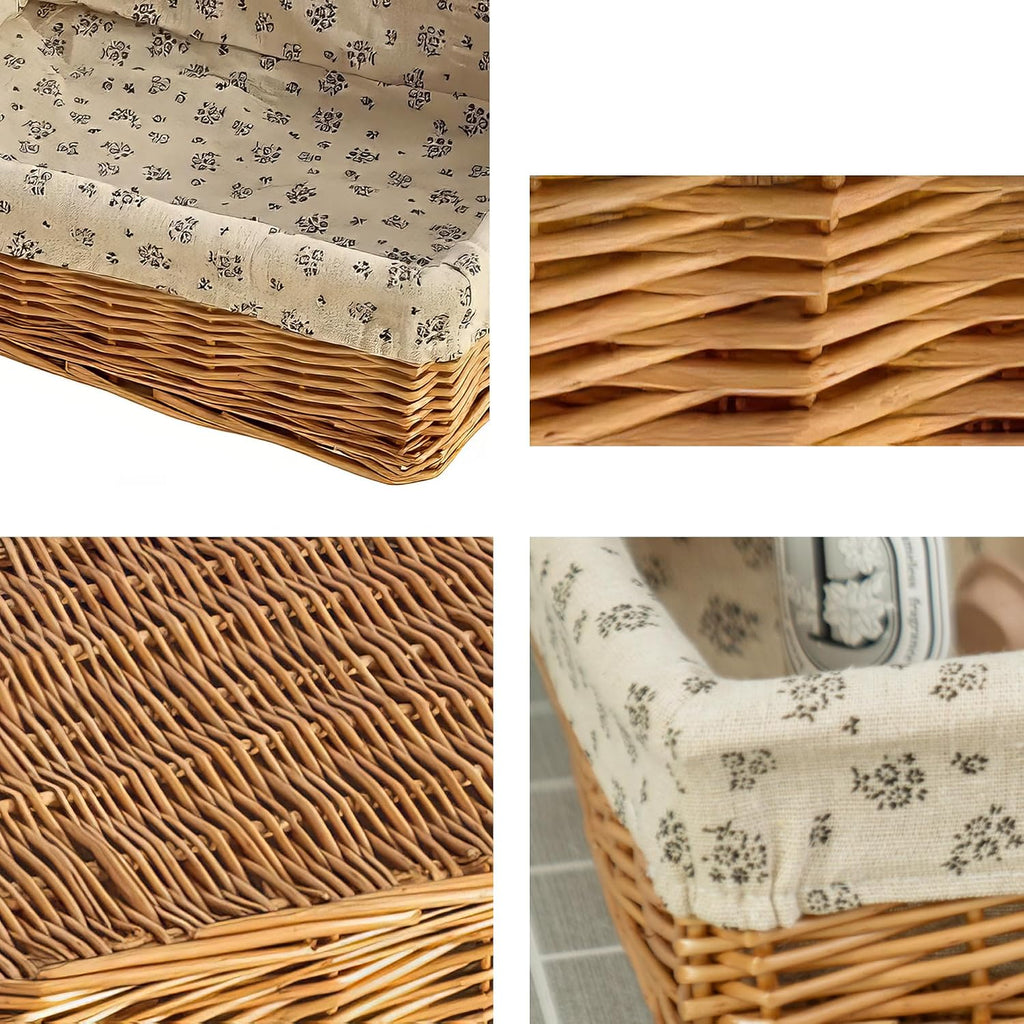 Lined Rectangular Wicker Storage Basket