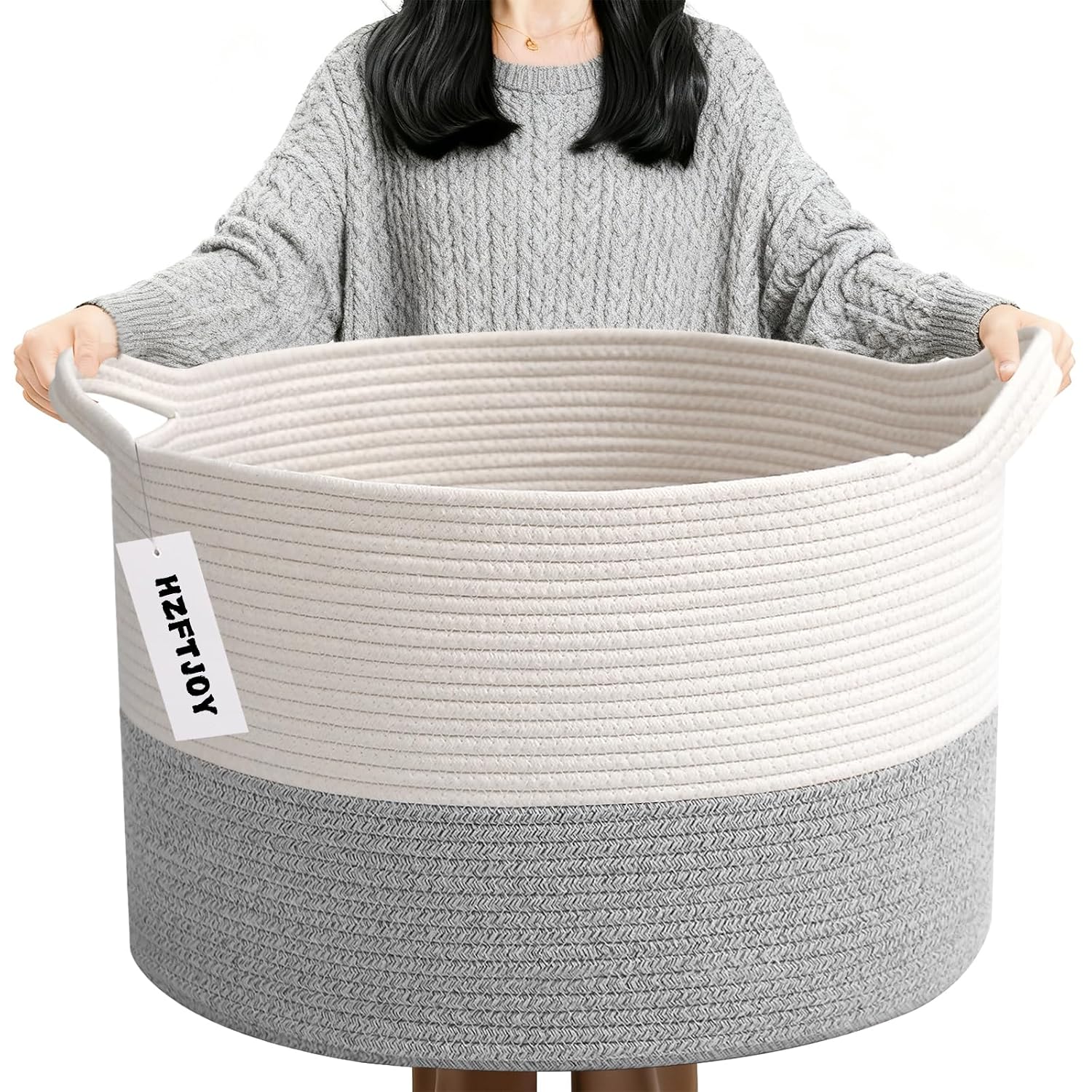 Cesta de manta tejida grande