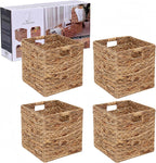 Foldable Water Hyacinth Storage Cubes - Set of 4