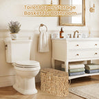 Slim Water Hyacinth Toilet Paper Basket with Lid