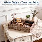 4-Compartment Woven Storage Basket with Dividers