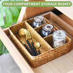Four-Section Seagrass Tea & Sugar Organizer
