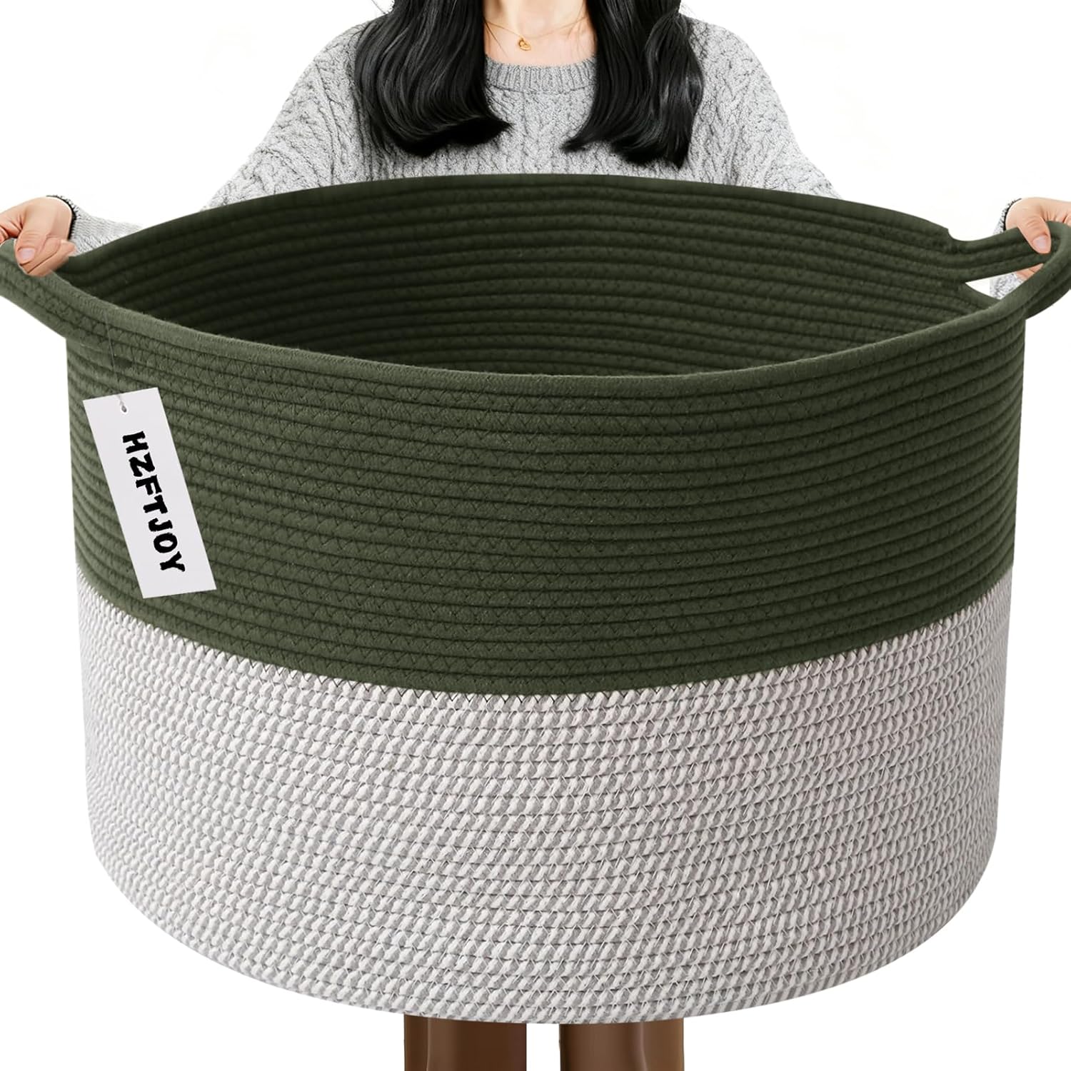 Cesta de manta tejida grande