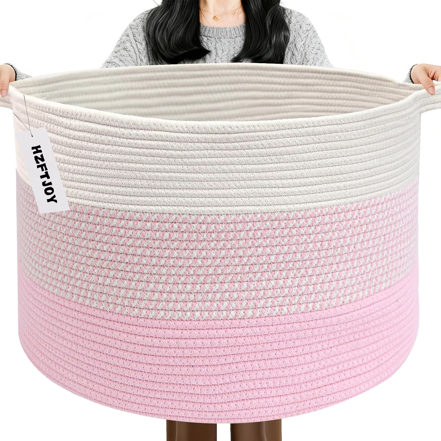 Cesta de manta tejida grande