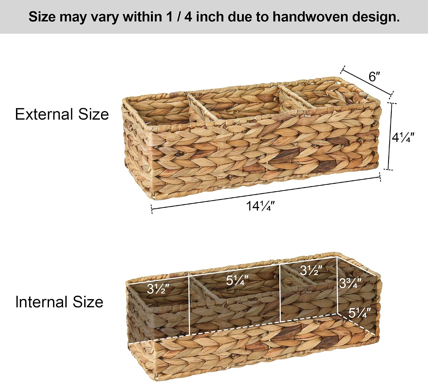 Water Hyacinth Toilet Tank Baskets - Set of 2