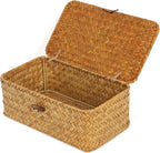 Small Seagrass Shelf Basket with Lid