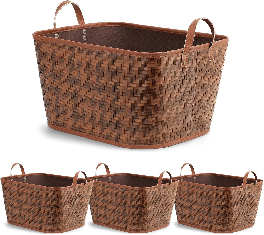 Large Handwoven Laundry Baskets - Set of 4