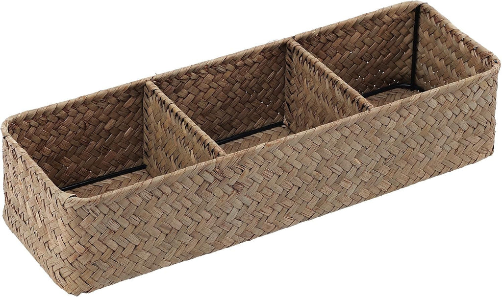 Four-Section Seagrass Tea & Sugar Organizer