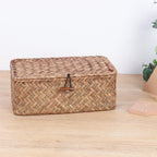 Small Seagrass Shelf Basket with Lid