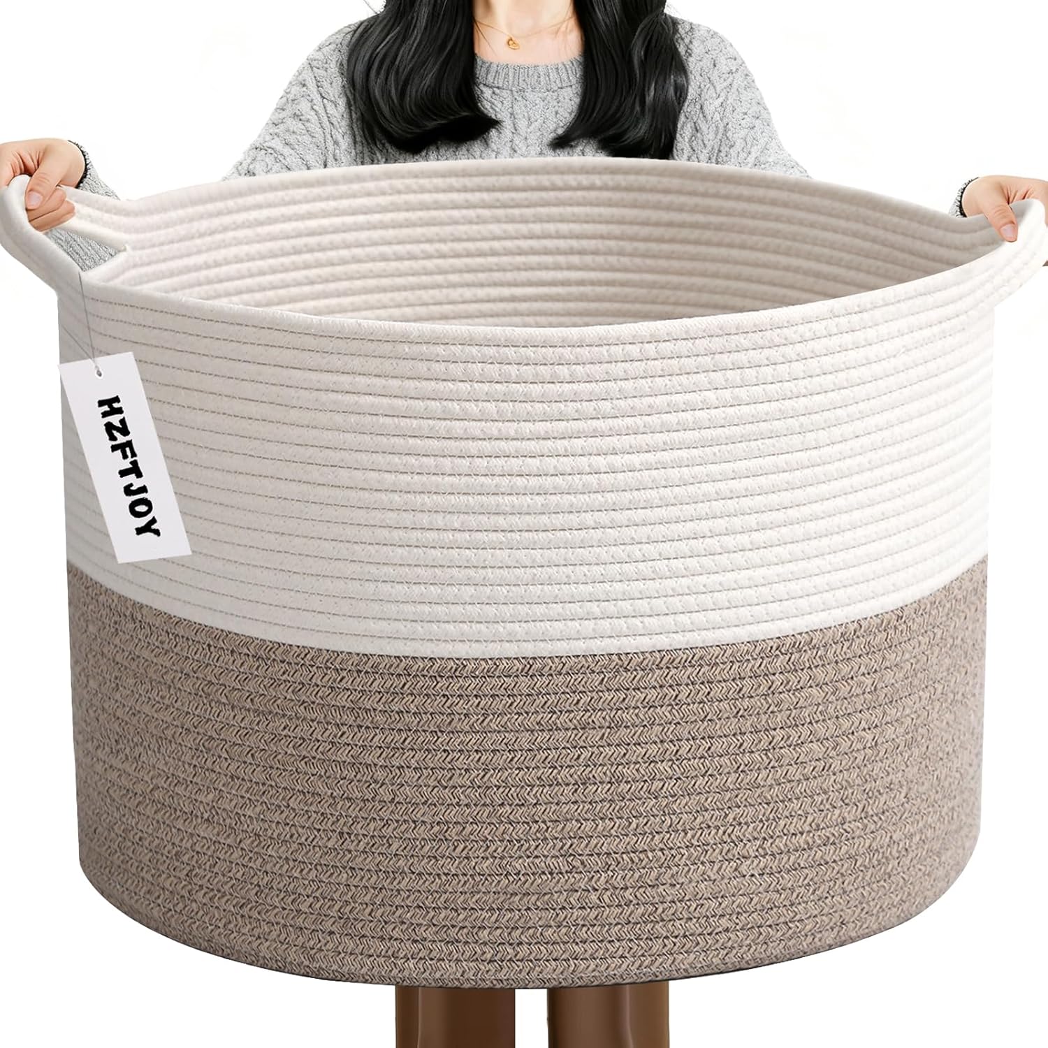 Cesta de manta tejida grande