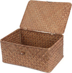 Small Seagrass Shelf Basket with Lid